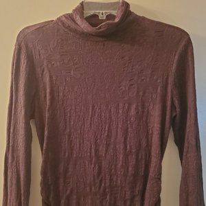 Rafaella Turtleneck Top,  3/4 sleeves, Brown M